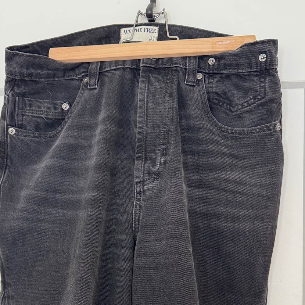 We The Free People Women’s Buttonfly Barrel Flared Black Jeans This Season Sz 29